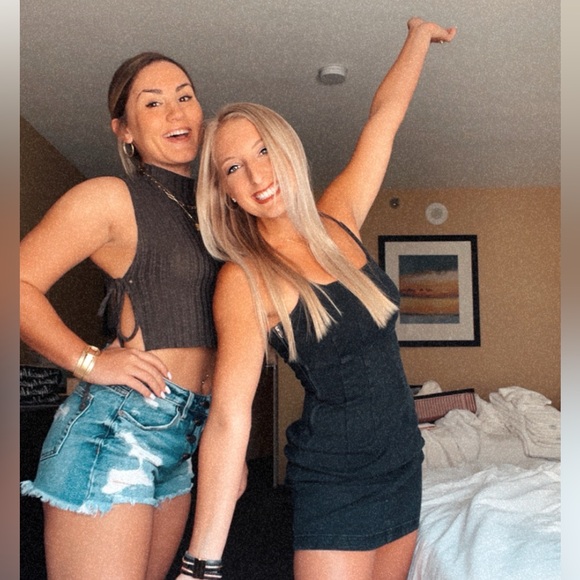 Forever 21 black denim mini Dress - Picture 2 of 7